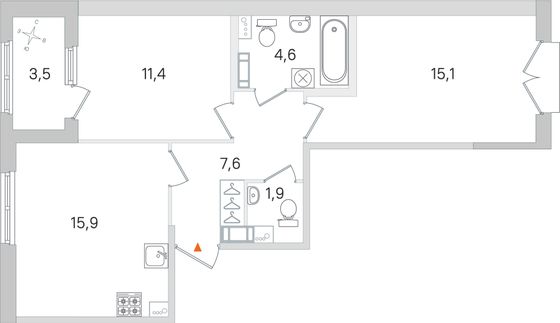 Продажа 2-комнатной квартиры 58,3 м², 4/4 этаж