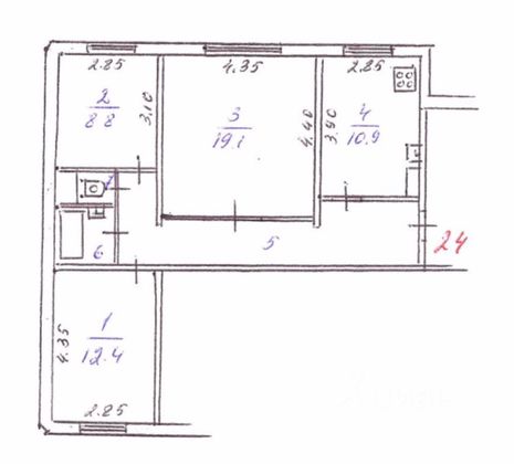 Продажа 3-комнатной квартиры 69,3 м², 1/5 этаж