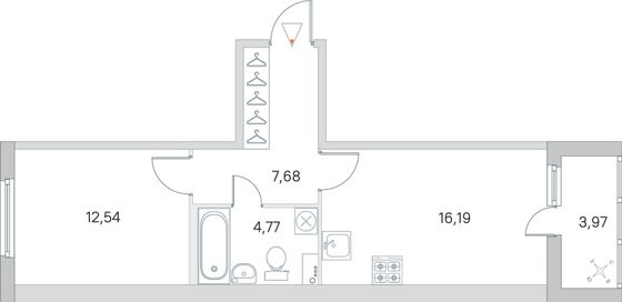 Продажа 1-комнатной квартиры 43,2 м², 1/8 этаж