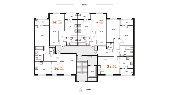 Продажа 1-комнатной квартиры 44,6 м², 5 этаж