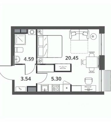 Продажа квартиры-студии 33,8 м², 12/31 этаж