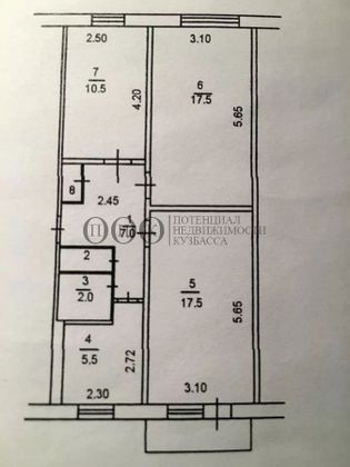 Продажа 3-комнатной квартиры 62 м², 3/5 этаж