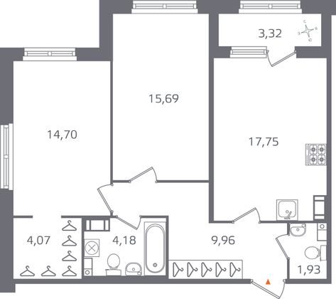 Продажа 2-комнатной квартиры 69,9 м², 4/17 этаж