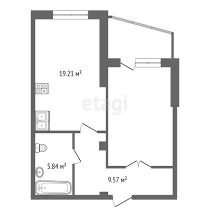 Продажа 1-комнатной квартиры 49,6 м², 2/16 этаж