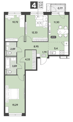 Продажа 4-комнатной квартиры 77,7 м², 3/25 этаж
