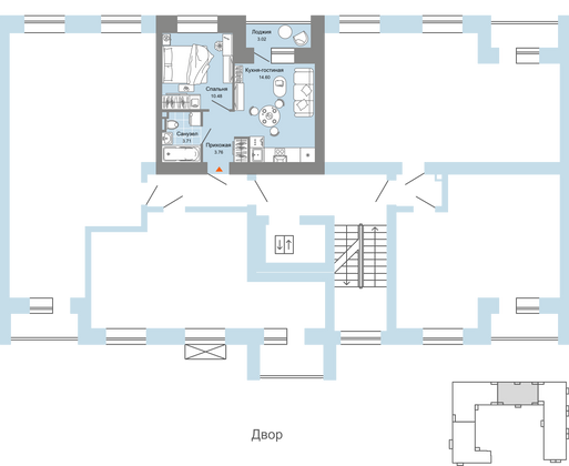 Продажа 2-комнатной квартиры 34 м², 3/8 этаж