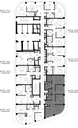 Продажа 3-комнатной квартиры 83 м², 27/49 этаж