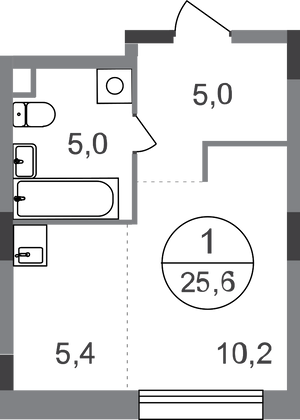 25,6 м², студия, 1/17 этаж