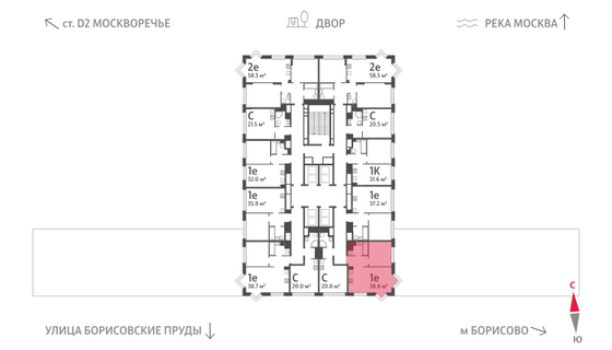 Продажа 1-комнатной квартиры 38,6 м², 22/30 этаж