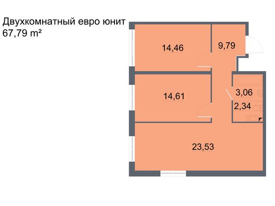 Продажа 2-комнатной квартиры 67,8 м², 3/24 этаж