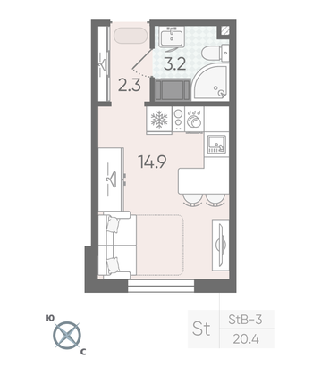 Продажа квартиры-студии 20,4 м², 9/22 этаж
