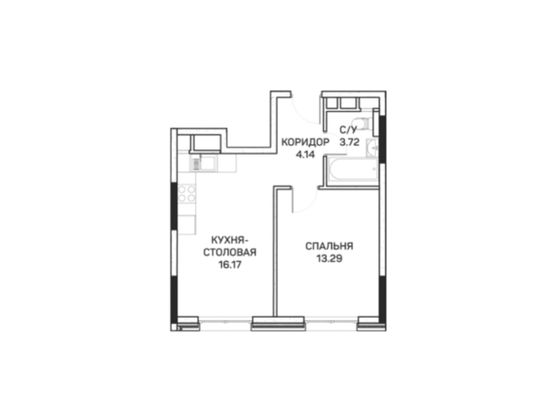 37,3 м², 1-комн. квартира, 4/8 этаж