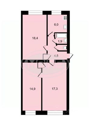 Продажа 3-комнатной квартиры 64,8 м², 1/5 этаж