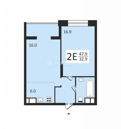 Продажа 2-комнатной квартиры 53 м², 6/33 этаж