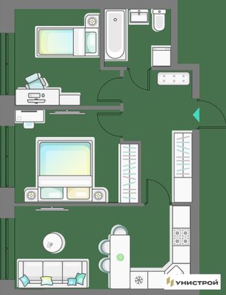 51 м², 2-комн. квартира, 7/10 этаж