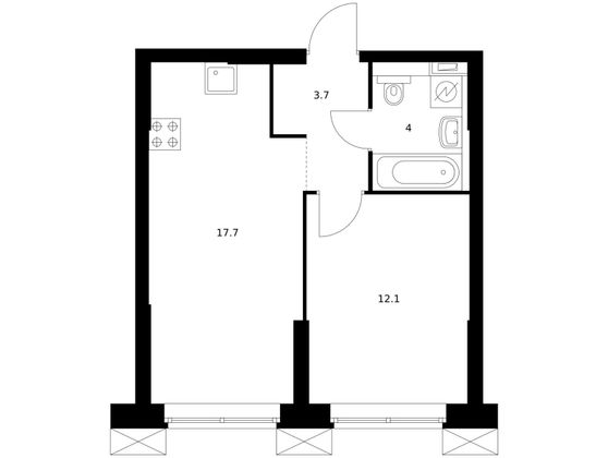 Продажа 1-комнатной квартиры 37,5 м², 3/28 этаж