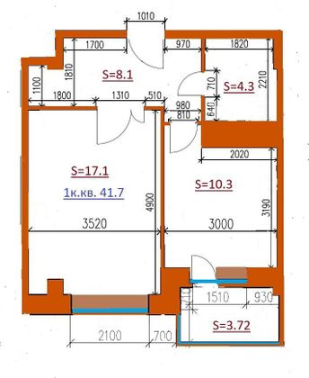 Продажа 1-комнатной квартиры 41,7 м², 2/17 этаж