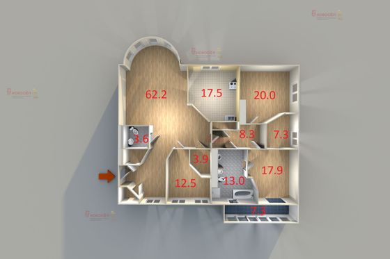Продажа 4-комнатной квартиры 178 м², 2/8 этаж