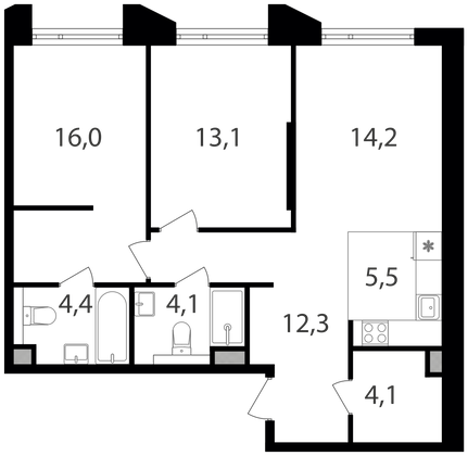 Продажа 2-комнатной квартиры 73,7 м², 4/17 этаж