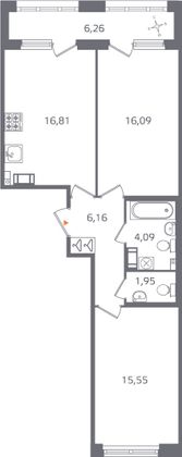 Продажа 2-комнатной квартиры 63,8 м², 4/16 этаж
