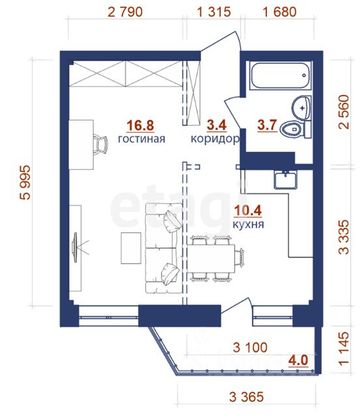 Продажа 2-комнатной квартиры 40 м², 2/10 этаж