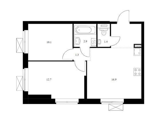 Продажа 2-комнатной квартиры 49,7 м², 20/33 этаж