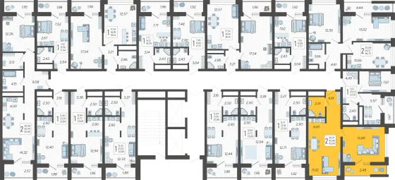 Продажа 2-комнатной квартиры 42,9 м², 16/19 этаж