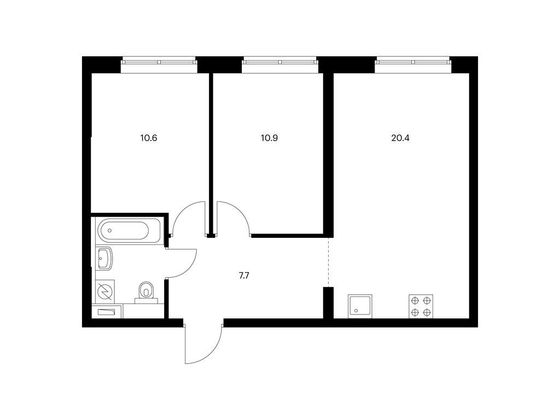 Продажа 2-комнатной квартиры 53,5 м², 1/24 этаж
