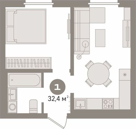 Продажа 1-комнатной квартиры 32,4 м², 14/25 этаж