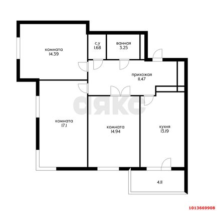 Продажа 3-комнатной квартиры 84 м², 5/25 этаж