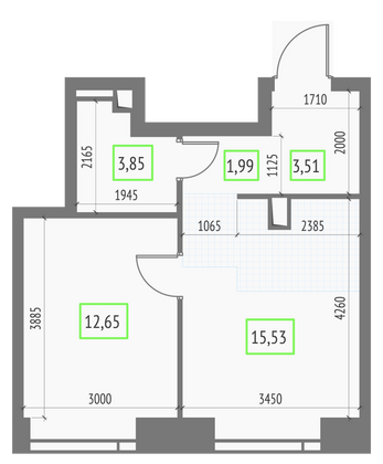 Продажа 1-комнатной квартиры 37,5 м², 14/57 этаж