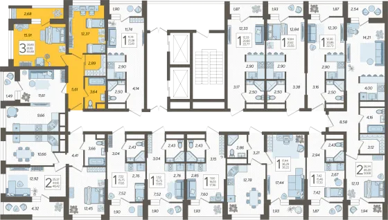 Продажа 3-комнатной квартиры 65,9 м², 9/19 этаж