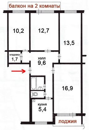 Продажа 4-комнатной квартиры 78,1 м², 2/5 этаж