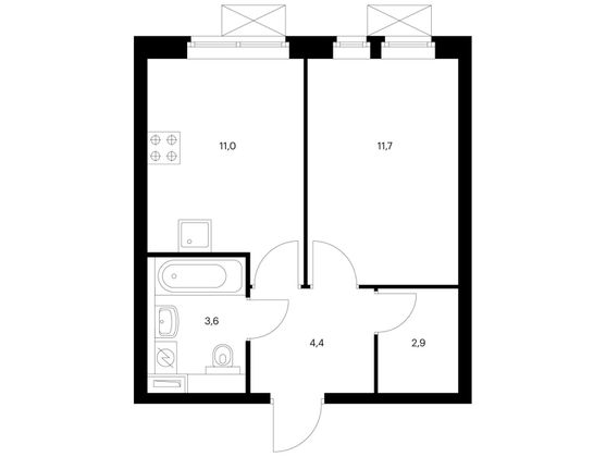 Продажа 1-комнатной квартиры 33,6 м², 31/32 этаж