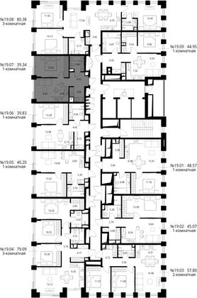 Продажа 1-комнатной квартиры 39,3 м², 19/26 этаж