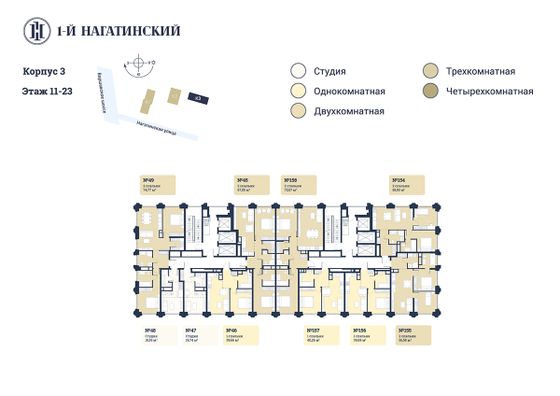 Продажа 1-комнатной квартиры 40,3 м², 11/25 этаж