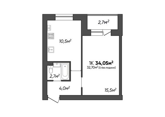 Продажа 1-комнатной квартиры 34 м², 1/3 этаж