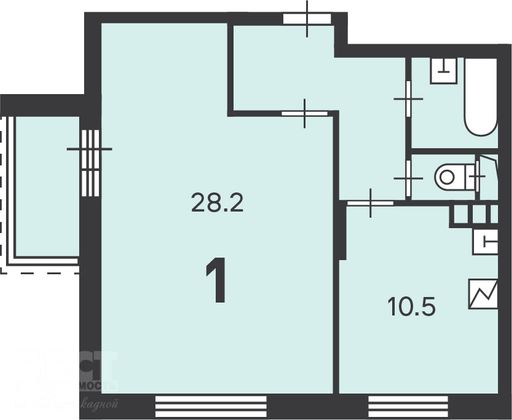 Продажа 1-комнатной квартиры 49,4 м², 3/16 этаж