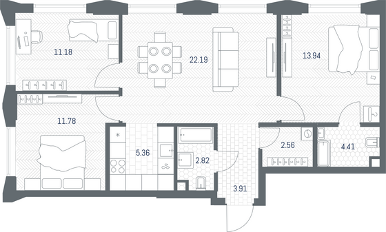 Продажа 3-комнатной квартиры 78,2 м², 30/49 этаж