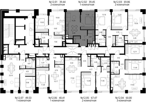 Продажа 1-комнатной квартиры 39,5 м², 12/21 этаж