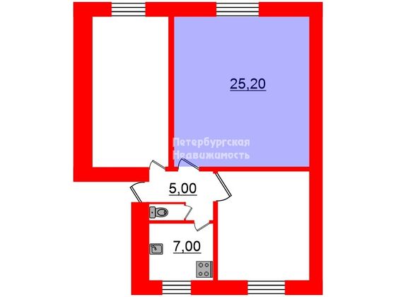 Продажа 1 комнаты, 25,2 м², 2/3 этаж