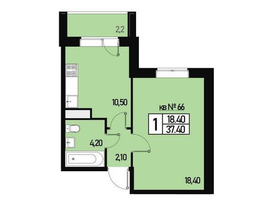 Продажа 1-комнатной квартиры 35,3 м², 3/3 этаж