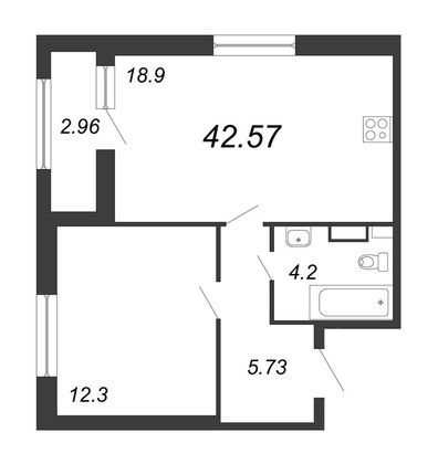 Продажа 2-комнатной квартиры 42,6 м², 6/12 этаж