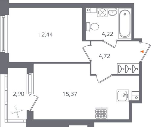 Продажа 1-комнатной квартиры 38,2 м², 3/17 этаж
