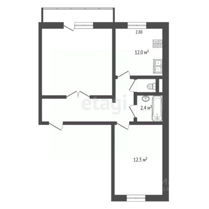 Продажа 2-комнатной квартиры 50 м², 4/5 этаж