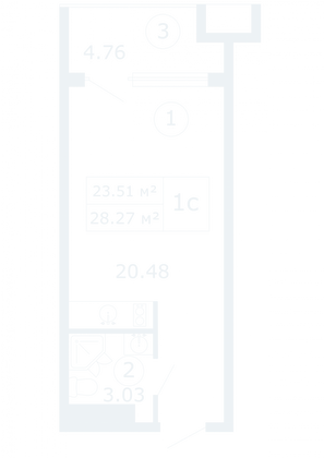 Продажа квартиры-студии 28,3 м², 1/12 этаж