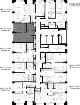 Продажа 1-комнатной квартиры 40,2 м², 4/27 этаж