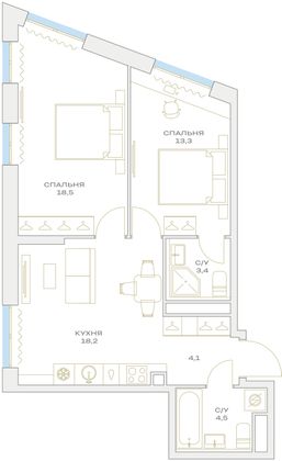 Продажа 2-комнатной квартиры 62 м², 17/23 этаж