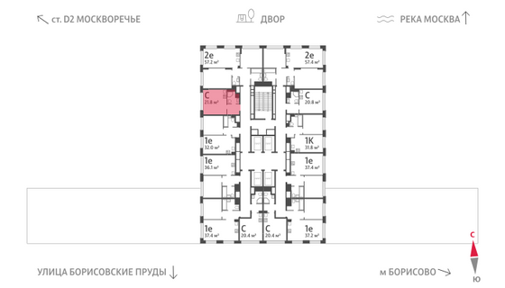 Продажа квартиры-студии 21,8 м², 6/30 этаж