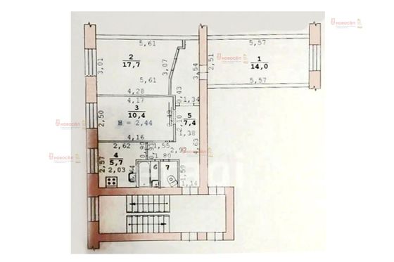 Продажа 3-комнатной квартиры 58 м², 1/5 этаж